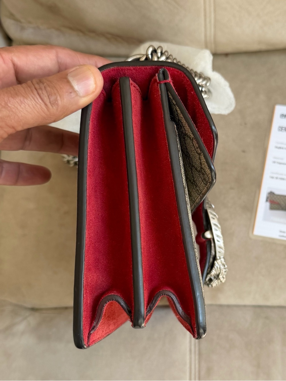 Gucci GG Supreme Monogram Suede Small Dionysus Shoulder Bag - Picture 10 of 12